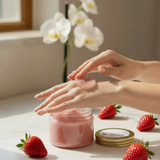 Strawberry Scrub Application with Full Jar